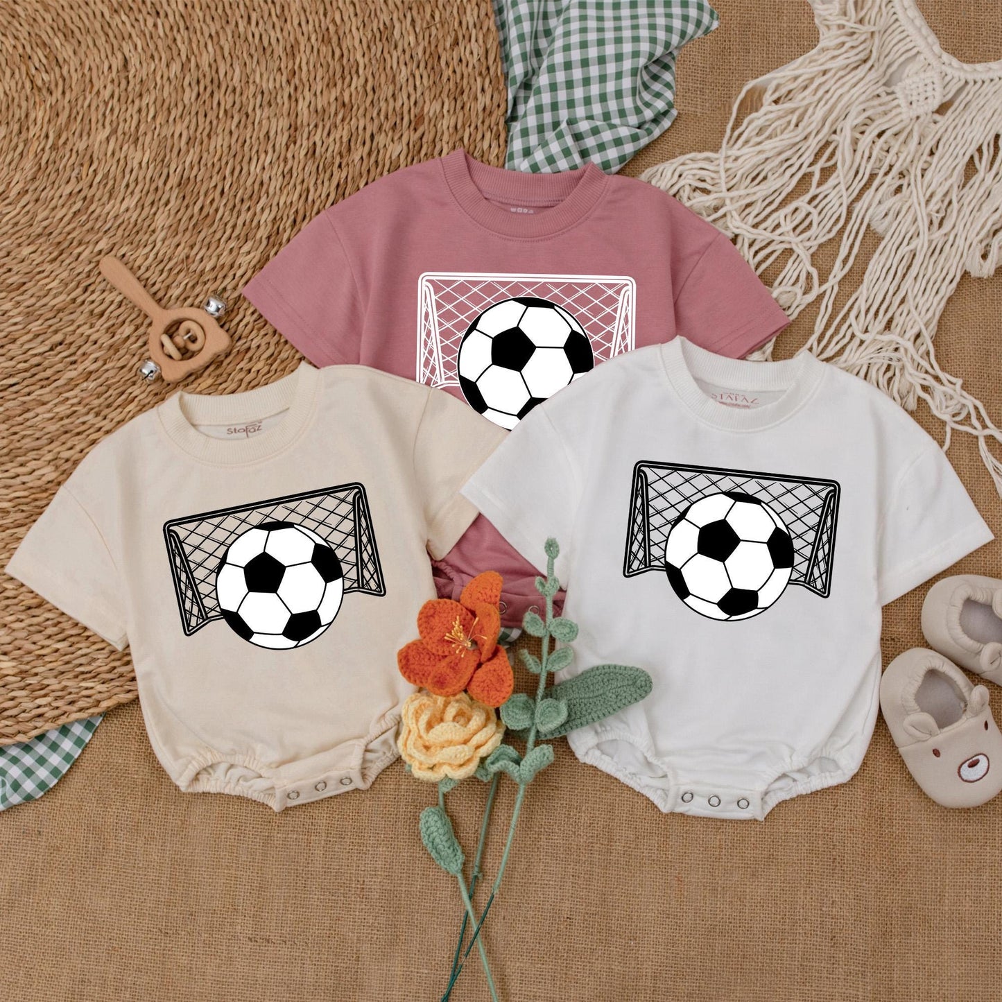 Personalized Soccer Baby Romper Watching Soccer with Daddy Gameday Outfit Cute Soccer Lover Gift for Father's Day