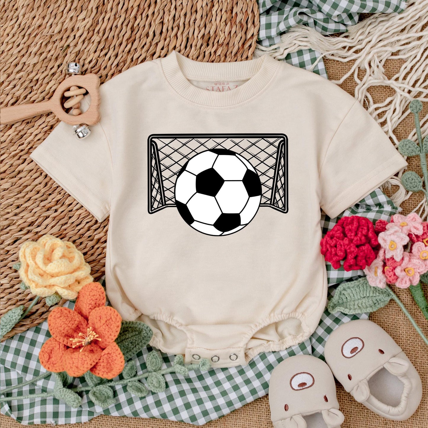 Personalized Soccer Baby Romper Watching Soccer with Daddy Gameday Outfit Cute Soccer Lover Gift for Father's Day