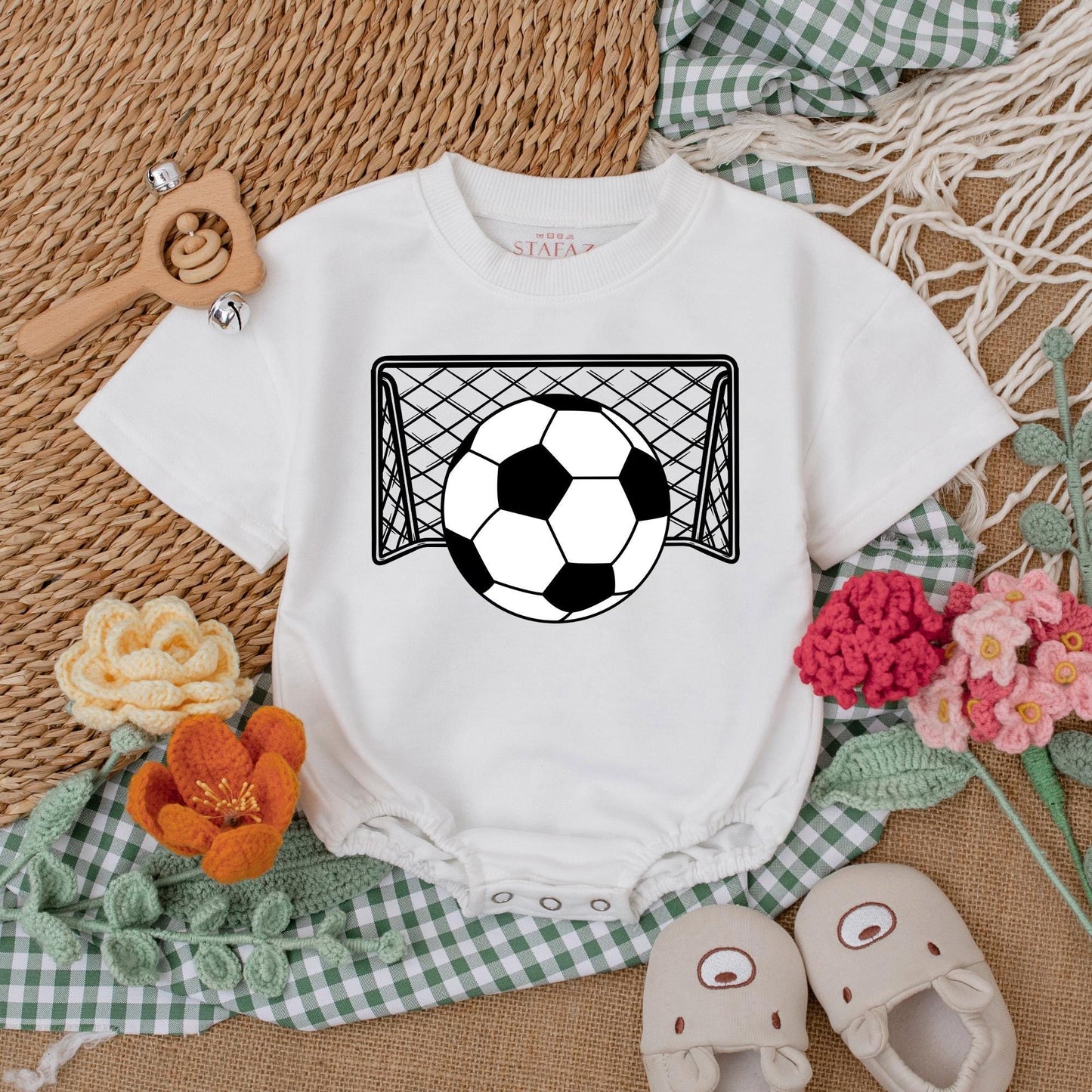 Personalized Soccer Baby Romper Watching Soccer with Daddy Gameday Outfit Cute Soccer Lover Gift for Father's Day