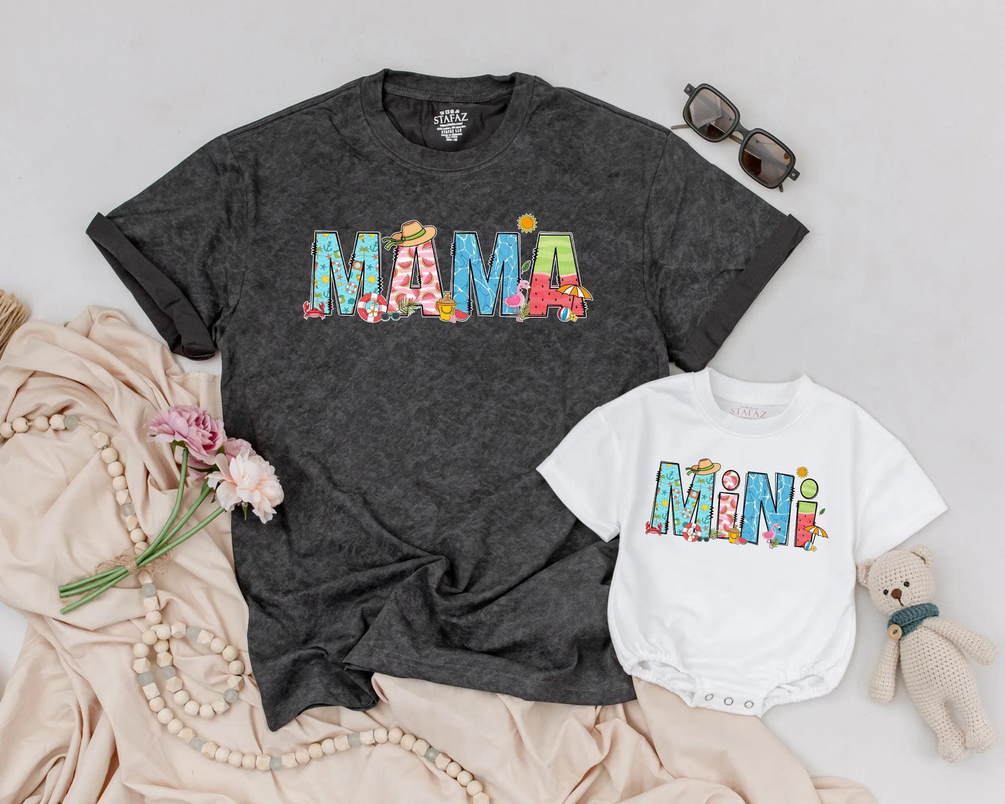 Mama & Mini Matching Tropical Getaway Shirts: Mom and Daughter Beach Vacation Tees Cute Summer Outfit Family Matching Mother's Day Gift 135 chars