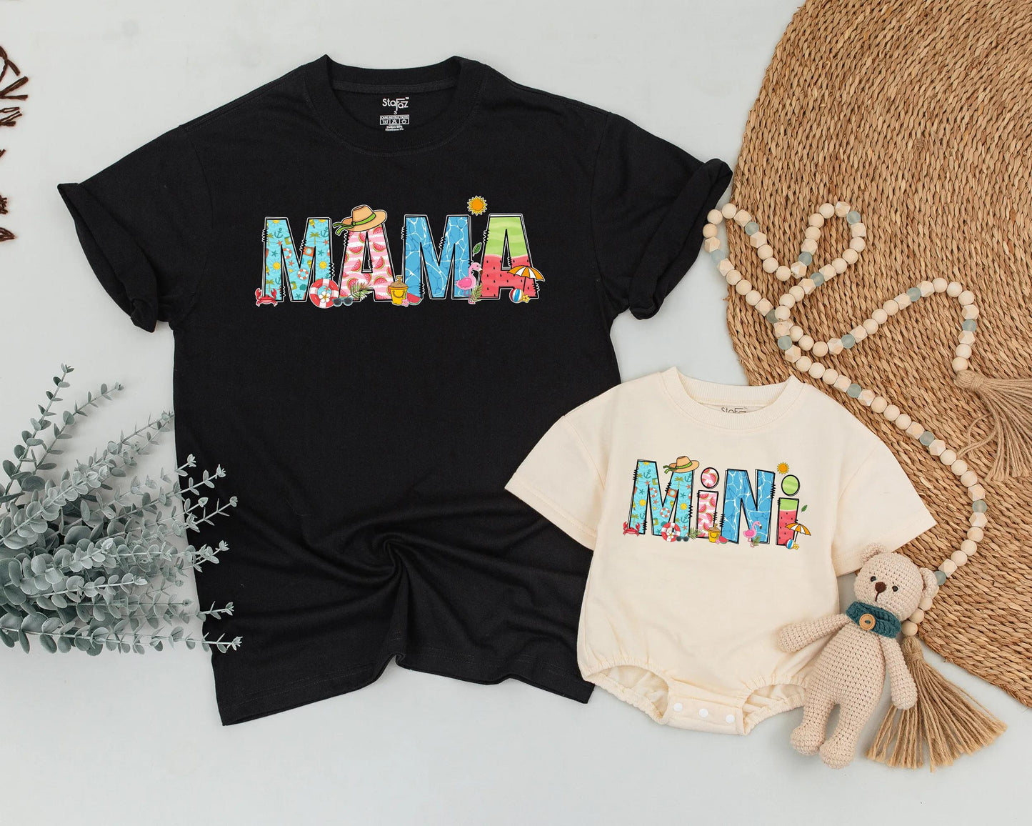 Mama & Mini Matching Tropical Getaway Shirts: Mom and Daughter Beach Vacation Tees Cute Summer Outfit Family Matching Mother's Day Gift 135 chars