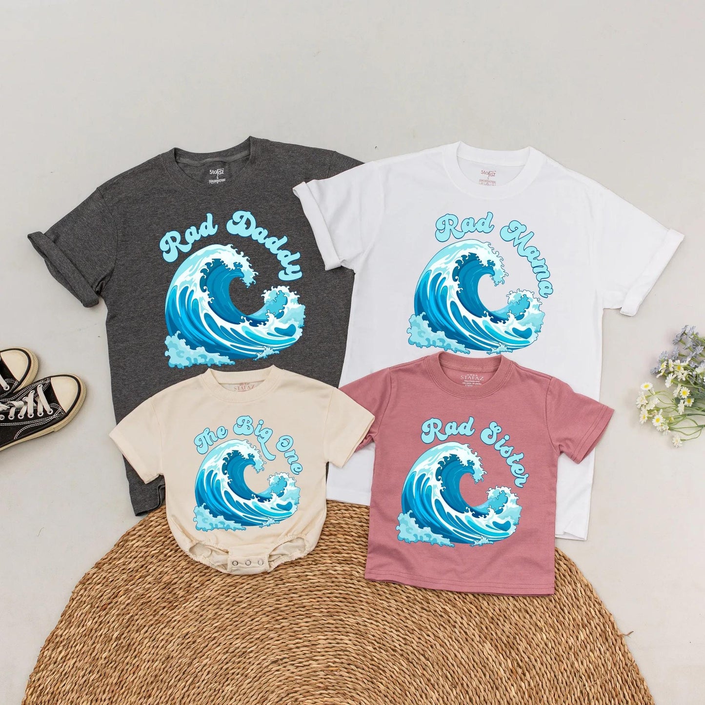 Personalized Surf First Birthday Family Matching T-Shirts Summer Vacation Beach Party Tees for Mom Dad Baby Kid Gifts