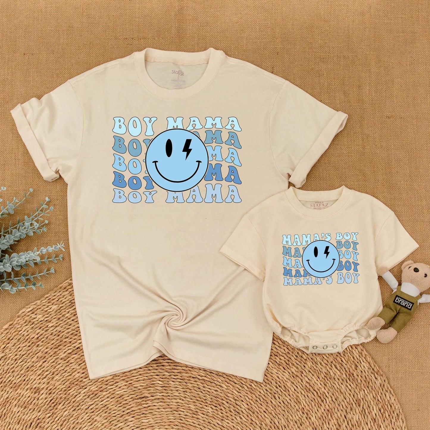Mama & Mama's Boy Matching First Mother's Day Shirts, Mom & Son Outfits, Baby Boy Gift, Smile Face Design