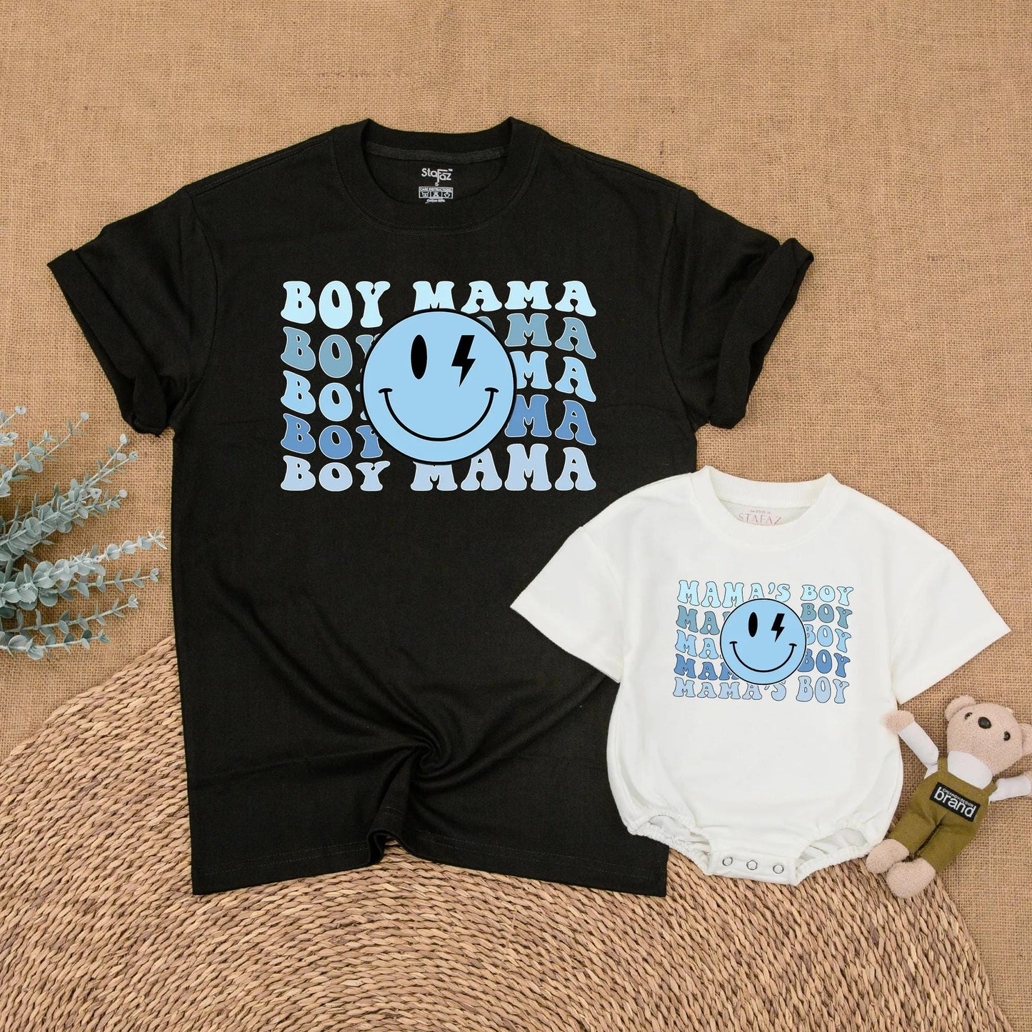 Mama & Mama's Boy Matching First Mother's Day Shirts, Mom & Son Outfits, Baby Boy Gift, Smile Face Design