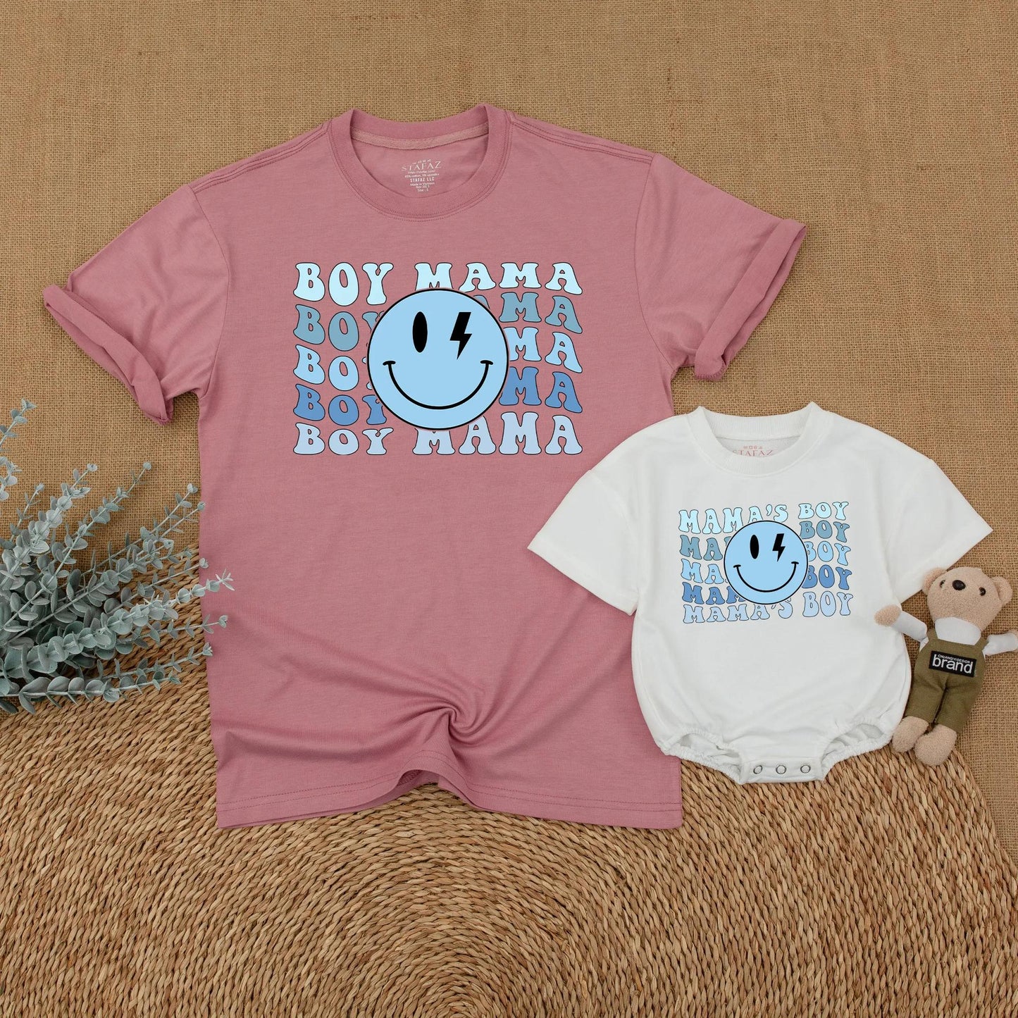 Mama & Mama's Boy Matching First Mother's Day Shirts, Mom & Son Outfits, Baby Boy Gift, Smile Face Design