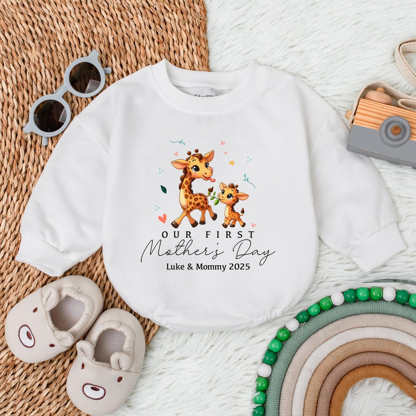 Personalized 1st Mother's Day Bubble Romper for Baby Boy - Best Mom Ever Bodysuit, New Mom Gift, Baby Shower Present