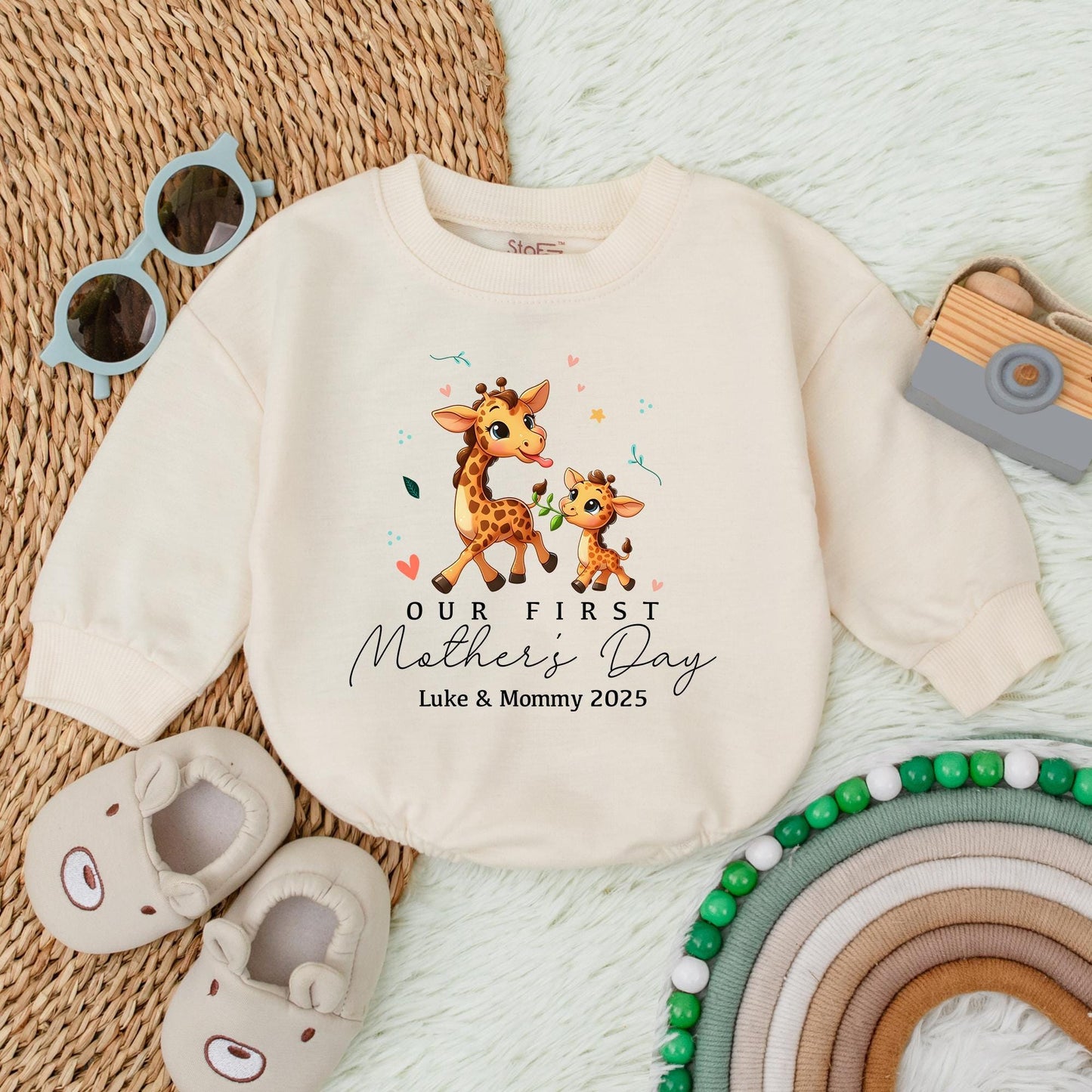 Personalized 1st Mother's Day Bubble Romper for Baby Boy - Best Mom Ever Bodysuit, New Mom Gift, Baby Shower Present