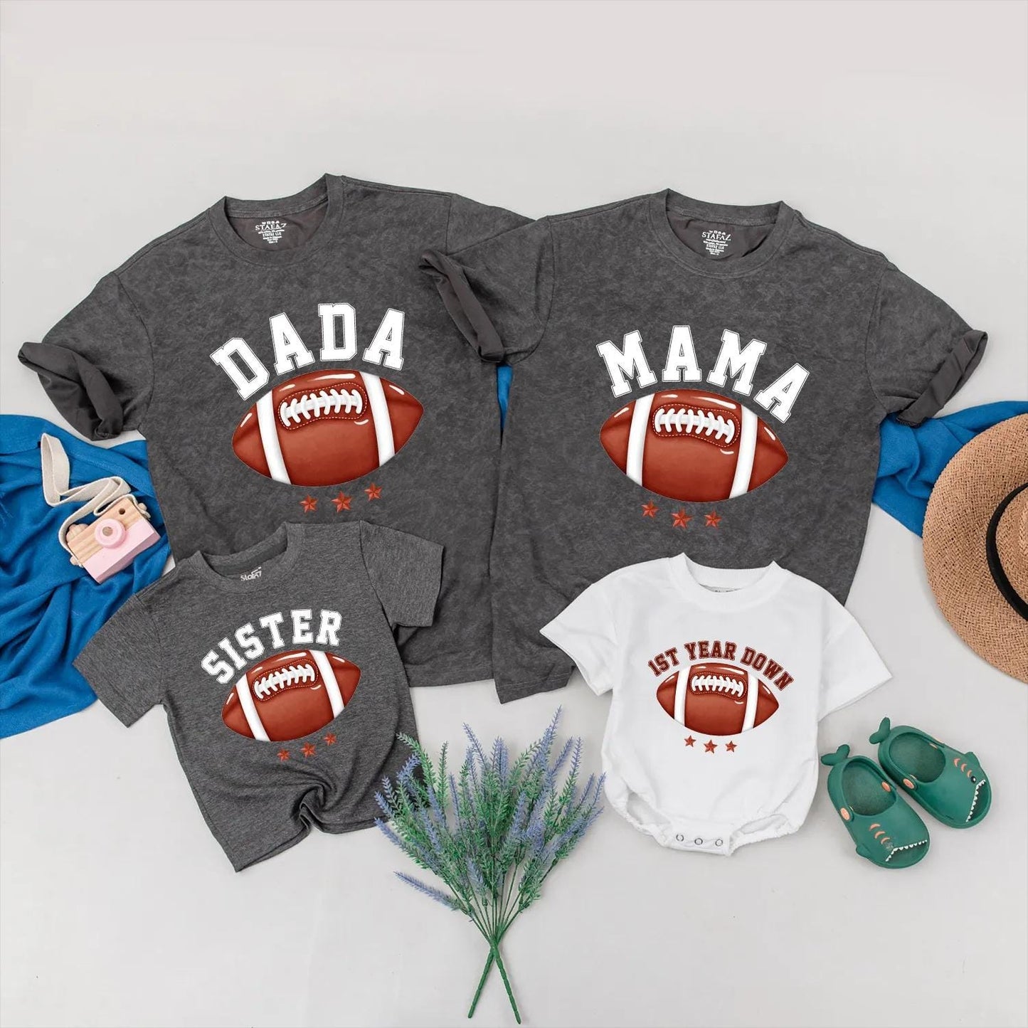 Matching Football 1st Birthday Family Shirts - Personalized Boy's First Birthday Outfit, Custom Game Day Tees, Daddy & Me