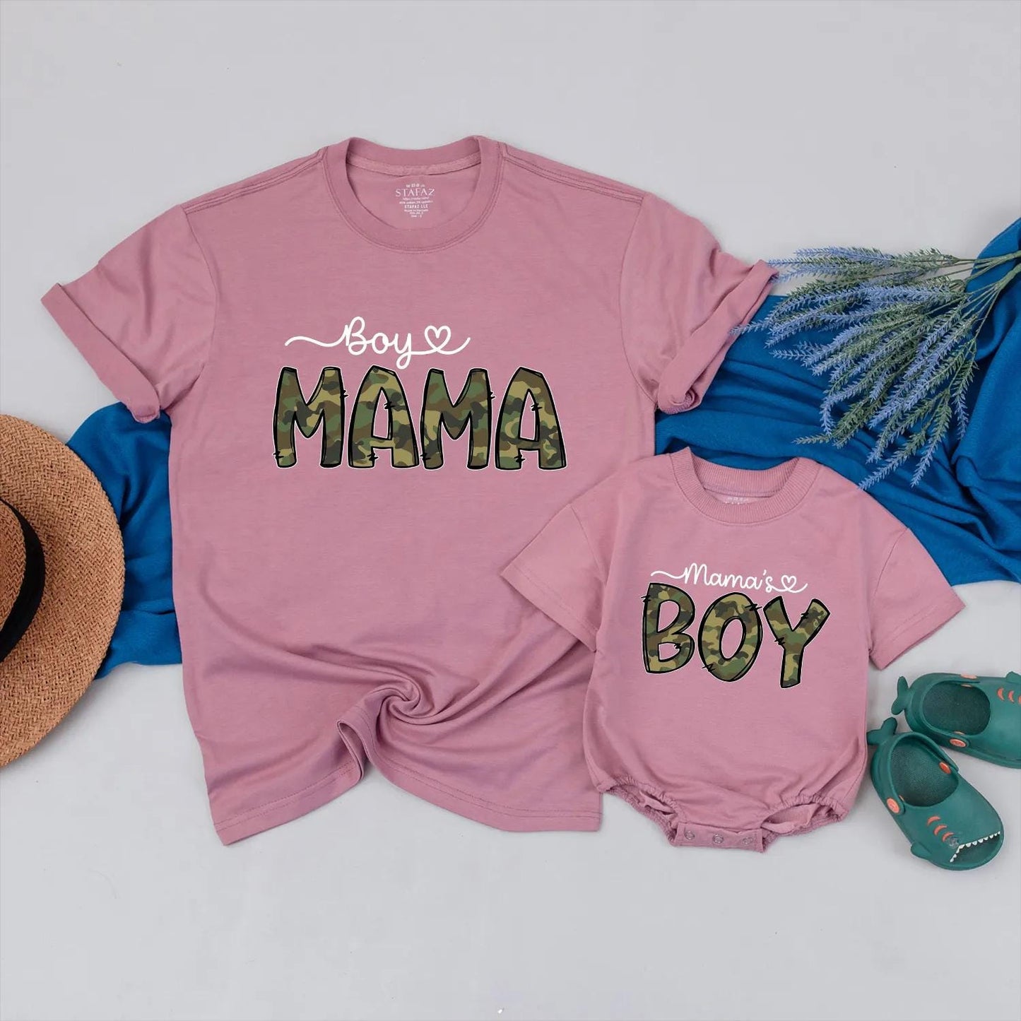 Boy Mama Shirt and Mama's Boy Camo Romper Matching Mom Son Outfit Set, Adorable Baby Boy Clothes, Comfortable Cotton Mother Son Gift