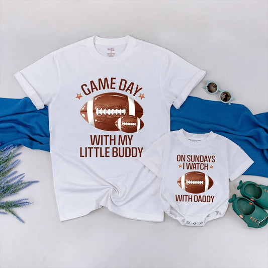 Daddy & Me Game Day Football Matching Outfits Perfect Father's Day Gift for New Dads and Little Football Fans Sunday Funday