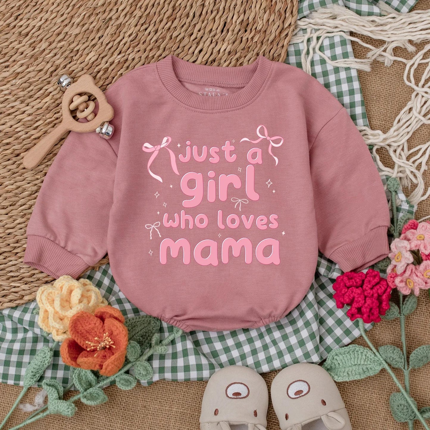 Mama's Girl Baby Romper, First Mother's Day Gift, Pink Bow Design, Infant Girl Bodysuit, Mommy and Me, Baby Shower Gift