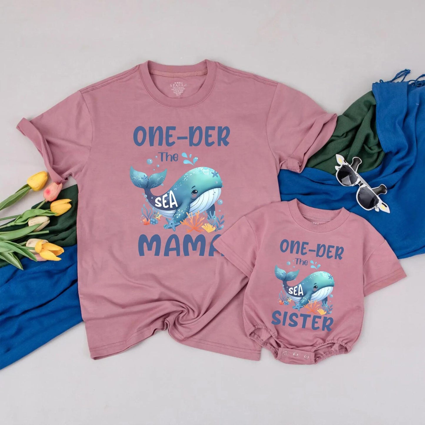 Personalized Oneder The Sea Birthday T-Shirts Mermaid Party Outfit First Birthday Boy Romper Ocean Sea Gifts