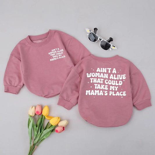 Mama's Place Baby Bubble Romper Cute Toddler Sweatshirt Look Mother's Day Outfit Two Sided Baby Gift for Mom