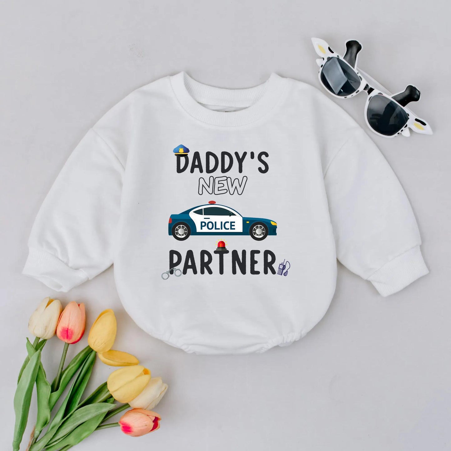 Police Baby Bubble Romper Daddy's New Partner Outfit Law Enforcement First Responder Theme Cute Cop Newborn Baby Clothes Shower Gift