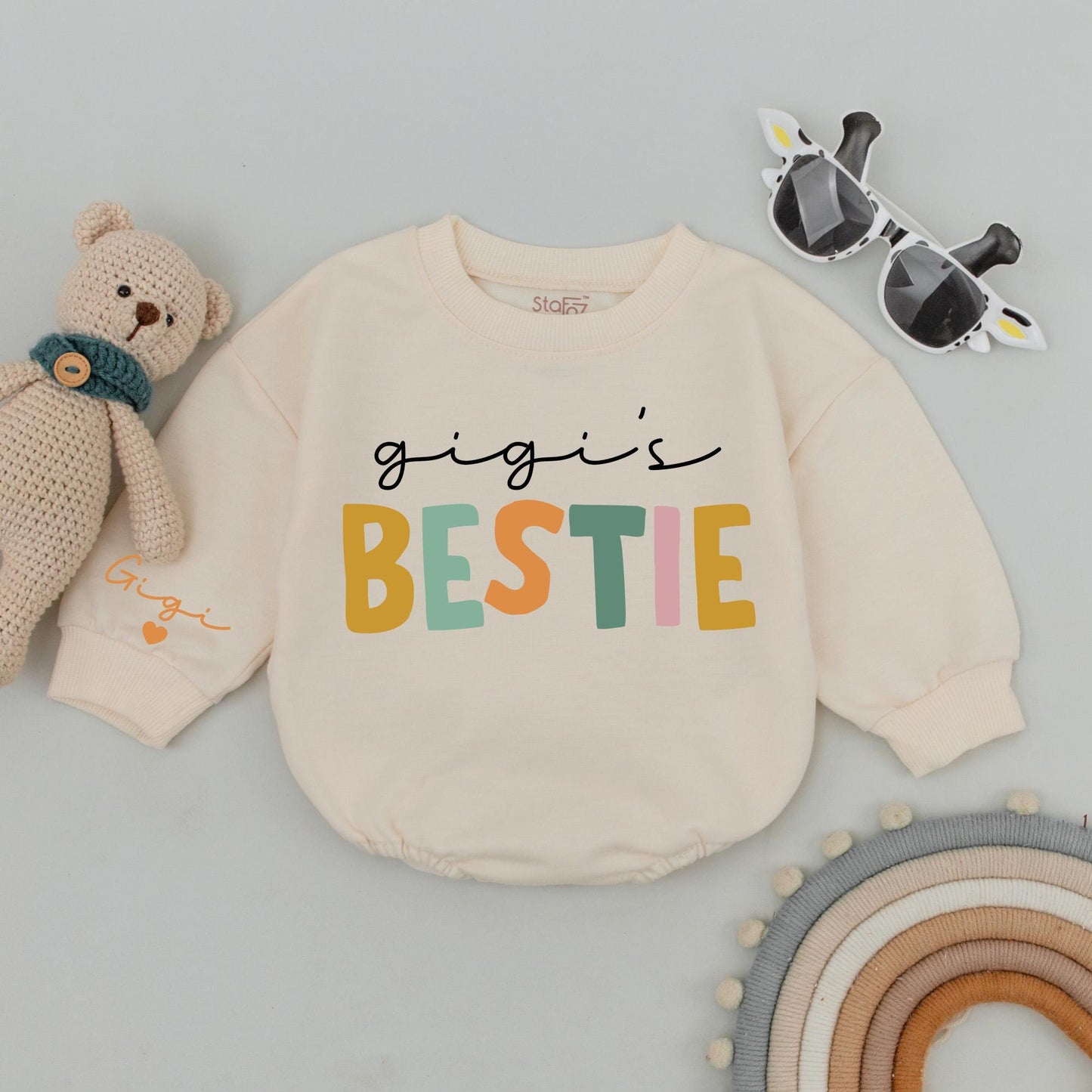 Personalized Gigi & Gigi's Bestie Sweatshirts, Baby Romper, New Grandma Gift, Custom Matching Family Outfit