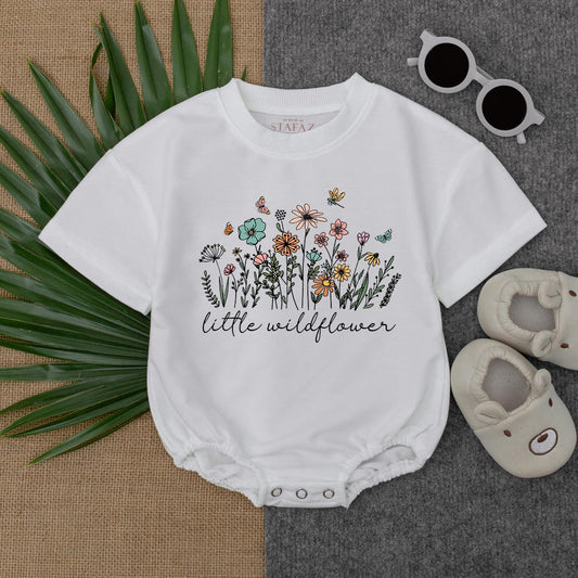 Little Wildflower Baby Romper Girl Outfit Boho Clothes Floral Coming Home Gift Shower Vintage Infant Summer Birthday
