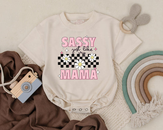 Sassy Just Like Mama Bubble Romper Adorable Infant Girl Outfit Perfect Newborn Baby Shower Gift Cute Trendy