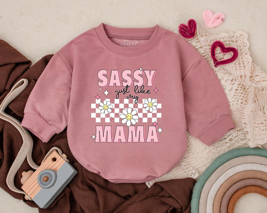 Sassy Just Like Mama Bubble Romper Adorable Infant Girl Outfit Perfect Newborn Baby Shower Gift Cute Trendy