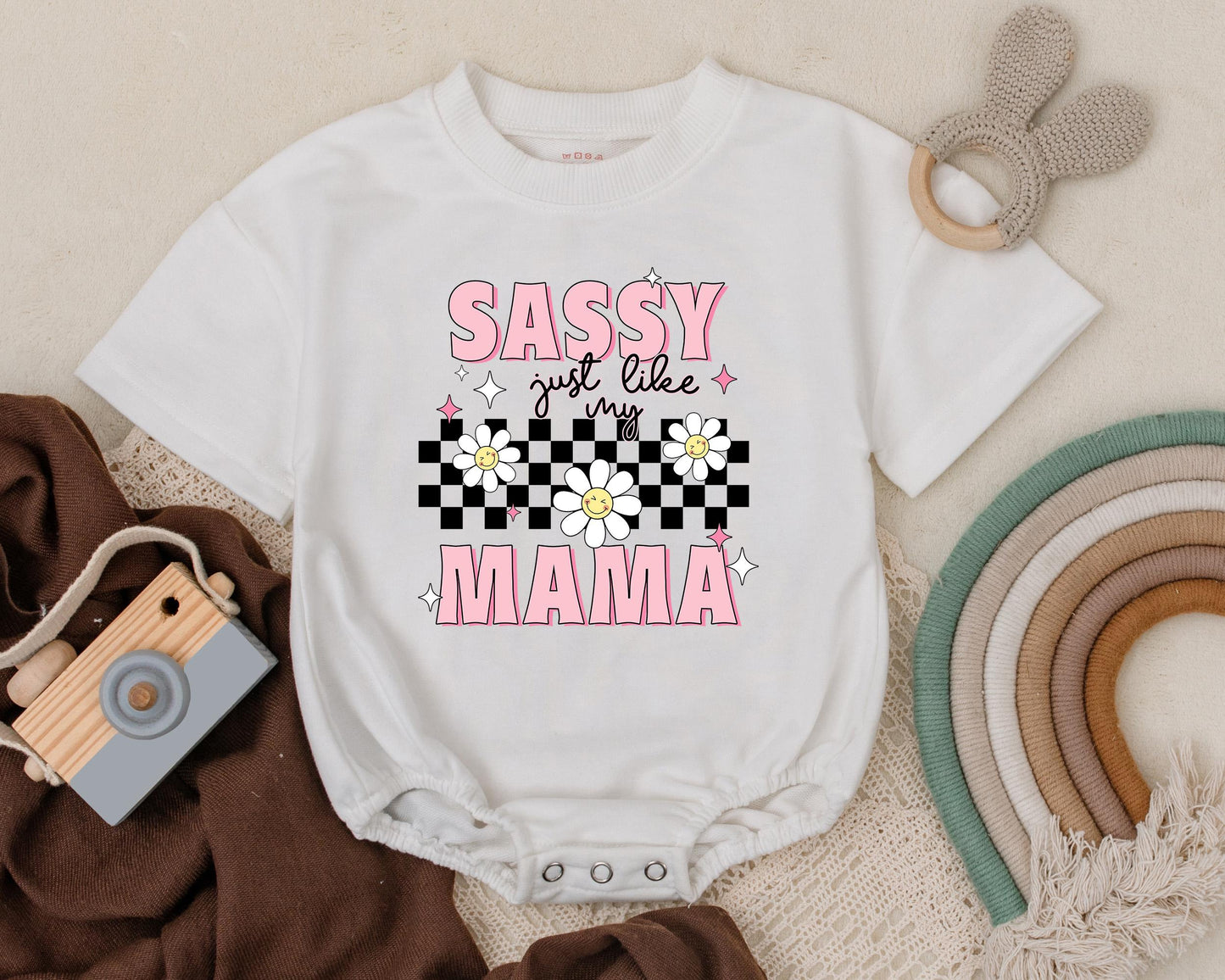 Sassy Just Like Mama Bubble Romper Adorable Infant Girl Outfit Perfect Newborn Baby Shower Gift Cute Trendy