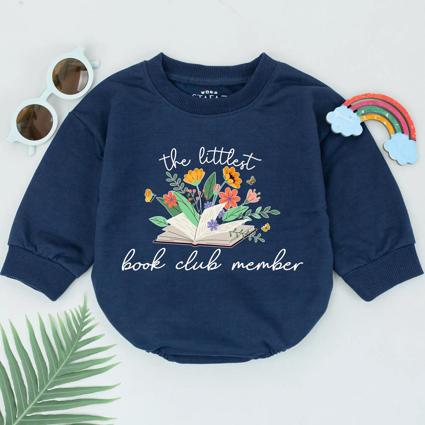 Littlest Book Club Member Romper, Wildflower Book Baby Bodysuit, Future Bookworm Outfit, Orange Butterfly Design, Cute Baby Shower Gift, Book Lover Kid Gift