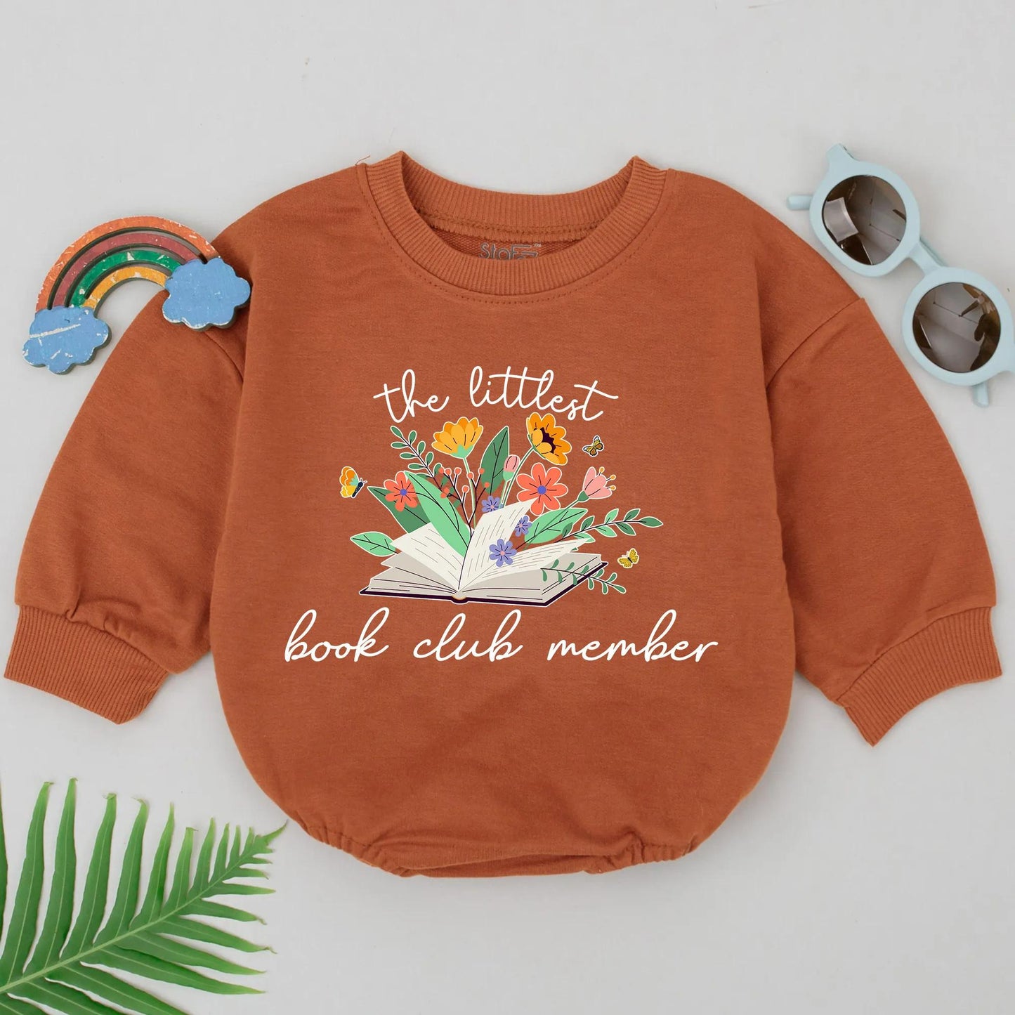 Littlest Book Club Member Romper, Wildflower Book Baby Bodysuit, Future Bookworm Outfit, Orange Butterfly Design, Cute Baby Shower Gift, Book Lover Kid Gift