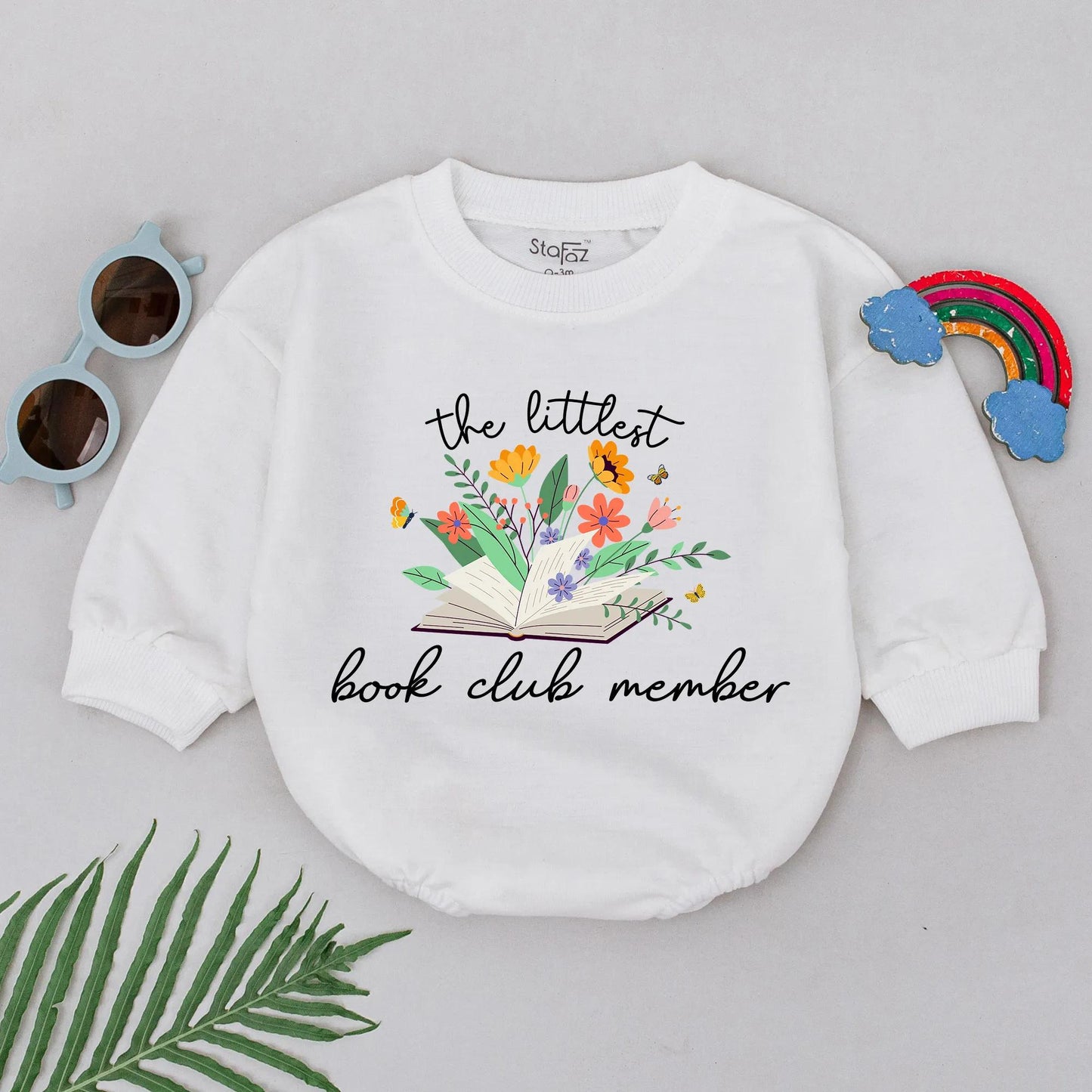 Littlest Book Club Member Romper, Wildflower Book Baby Bodysuit, Future Bookworm Outfit, Orange Butterfly Design, Cute Baby Shower Gift, Book Lover Kid Gift