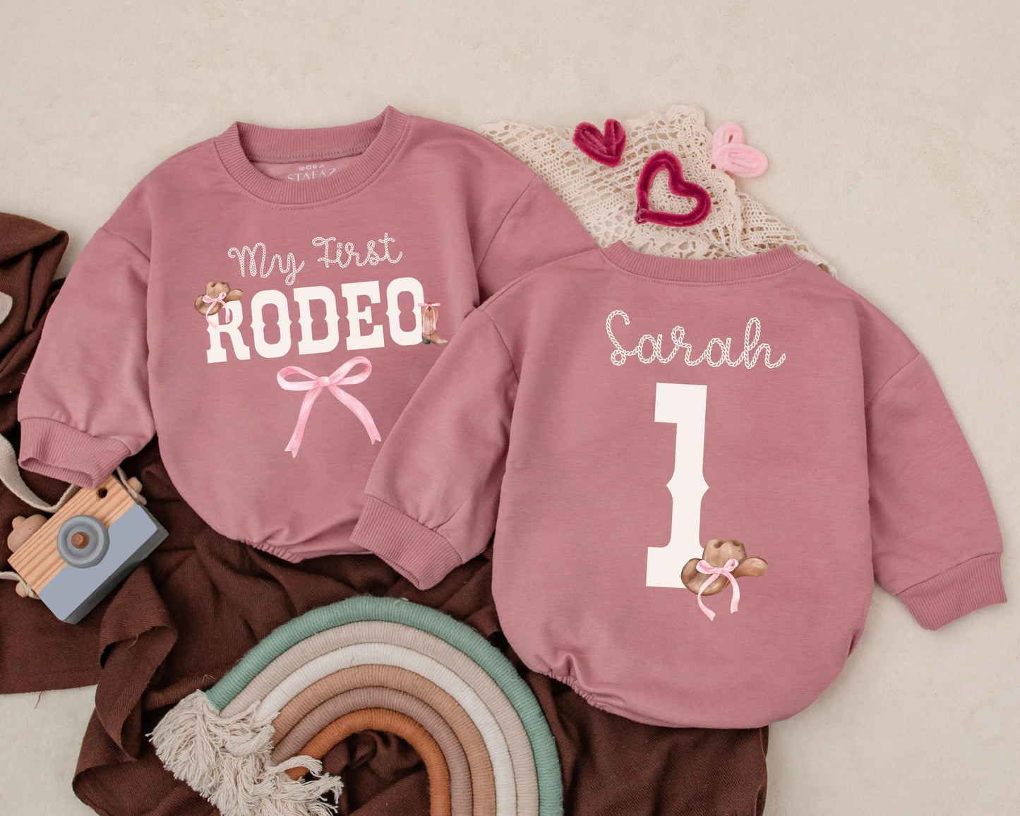 My First Rodeo Baby Outfit, Personalized Cowboy Cowgirl Bodysuit, Western Birthday Romper, Custom Baby Shower Gift