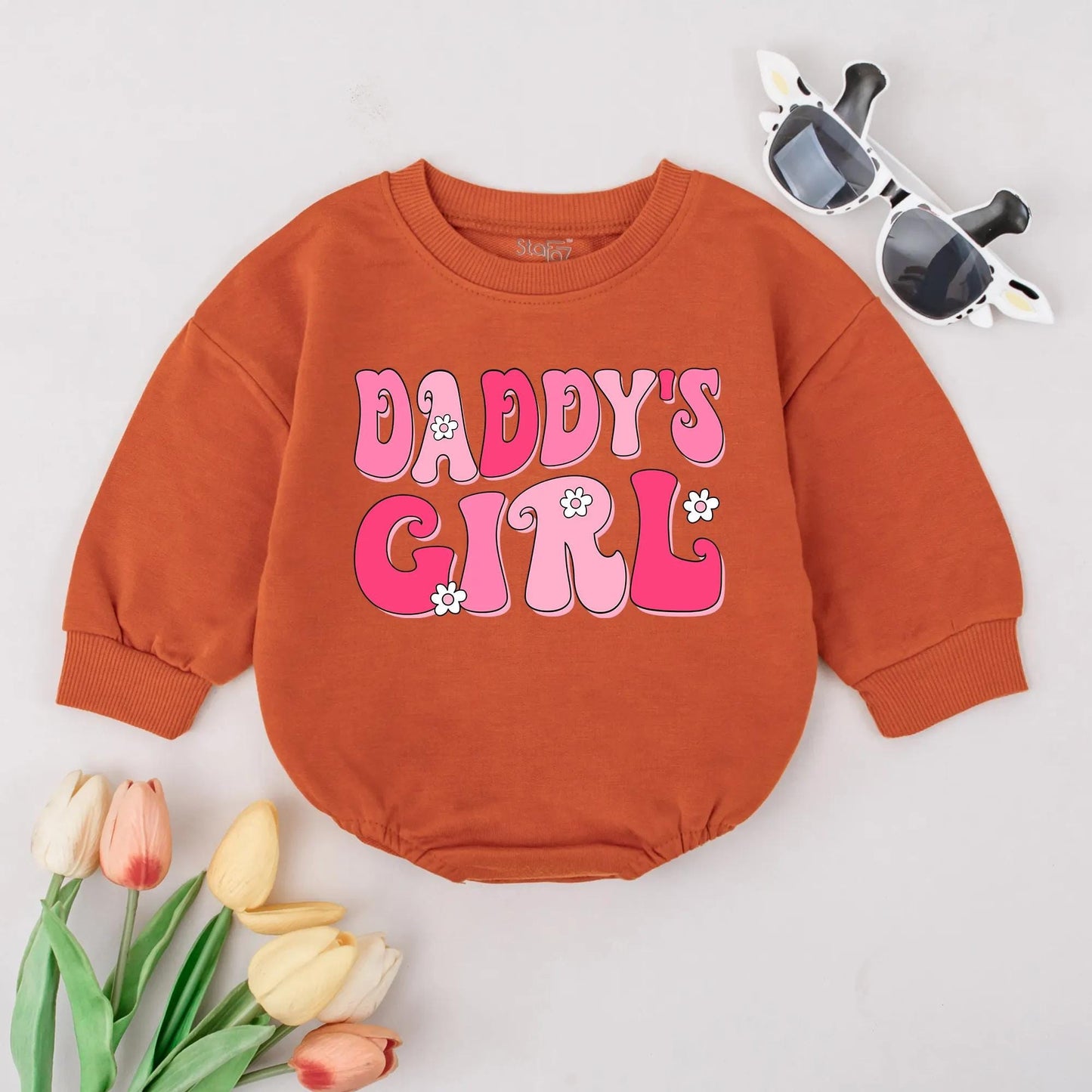 Daddy's Girl Retro Romper Groovy Newborn Bodysuit Baby Shower Gift Infant Clothes Cute Baby Girl Outfit
