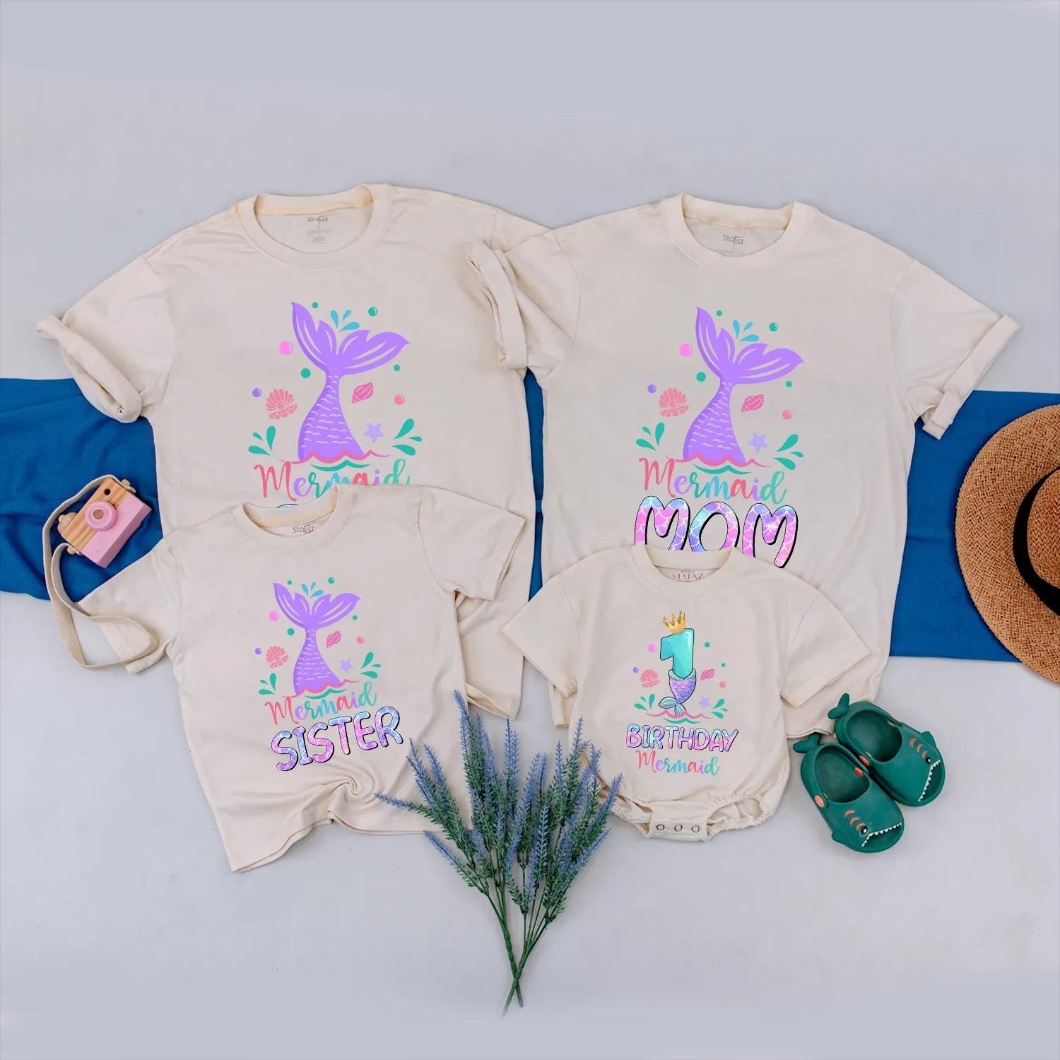 Matching Oneder the Sea Birthday Girl Shirts, Mermaid 1st Birthday Family Outfits, Ocean Animals Party, Custom