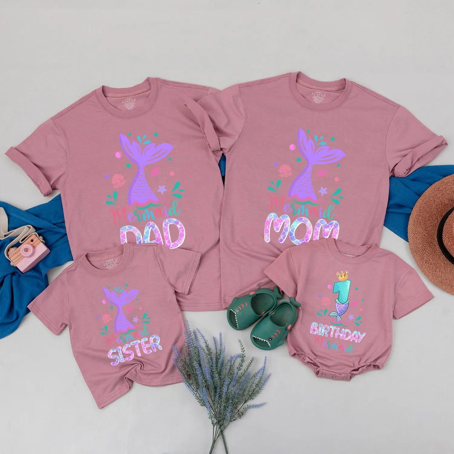 Matching Oneder the Sea Birthday Girl Shirts, Mermaid 1st Birthday Family Outfits, Ocean Animals Party, Custom