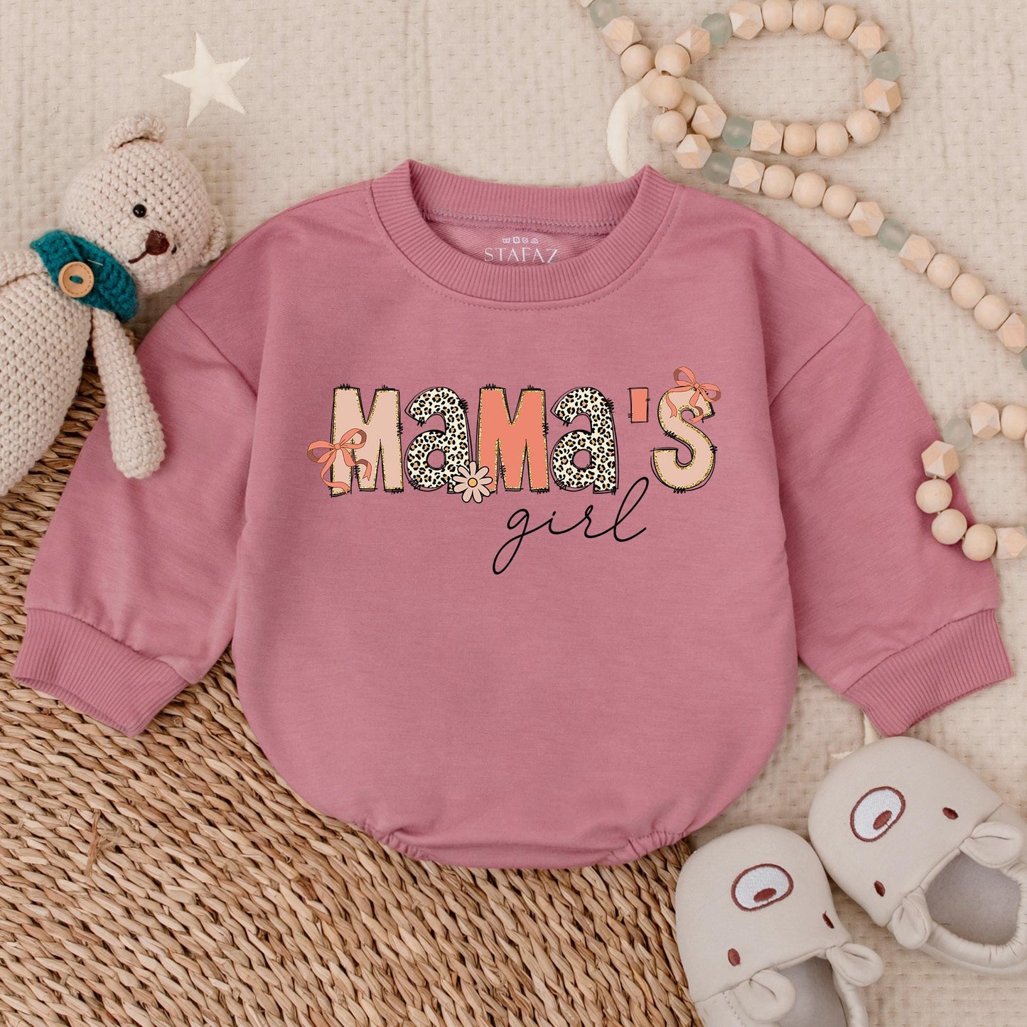 Mama's Girl Checker Bubble Romper Adorable Baby Girl Clothes Sweet Mother's Day Gift for Mommy's Little Bestie
