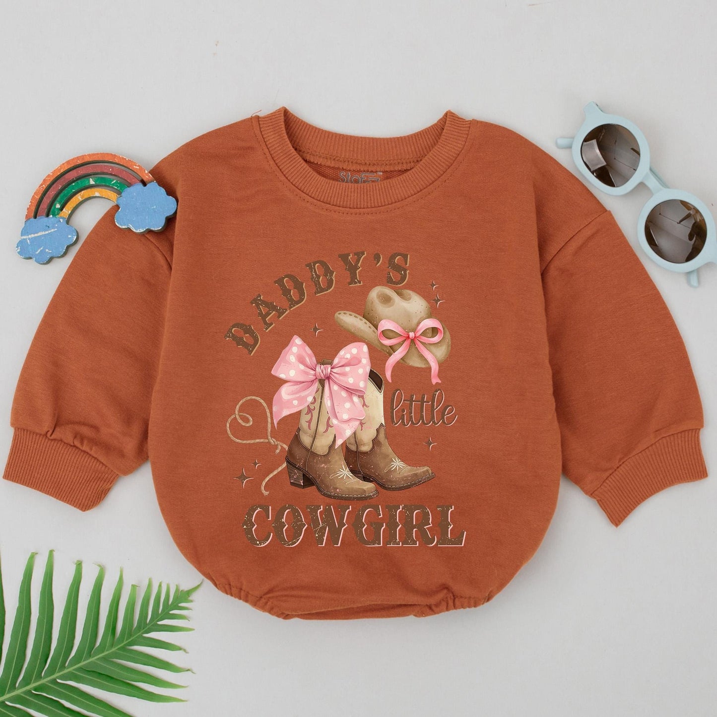 Daddy's Little Cowgirl Romper Set, Western Baby Girl Outfit with Cowboy Boots, Country Father's Day Gift, Daddy's Girl Bodysuit, Rodeo Ready 137