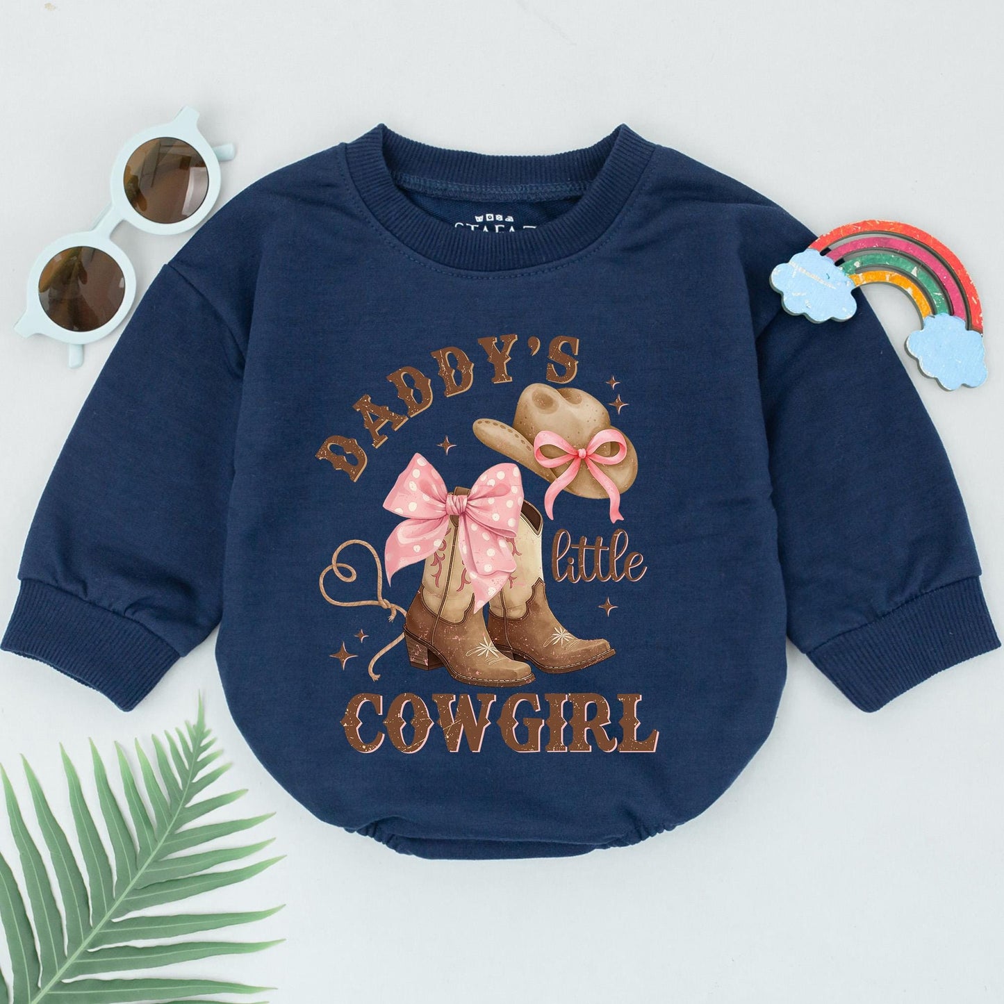 Daddy's Little Cowgirl Romper Set, Western Baby Girl Outfit with Cowboy Boots, Country Father's Day Gift, Daddy's Girl Bodysuit, Rodeo Ready 137