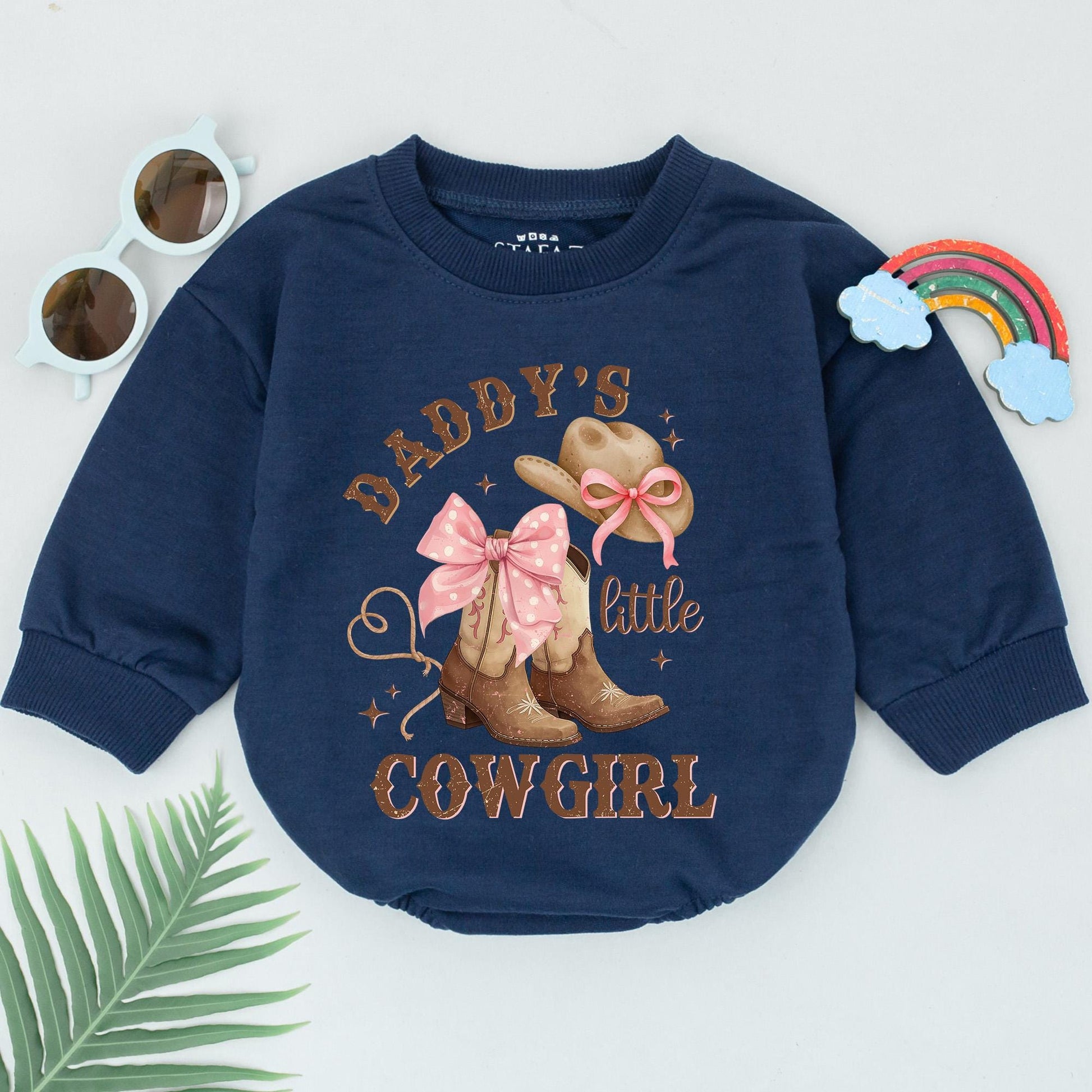 Daddy's Little Cowgirl Romper Set, Western Baby Girl Outfit with Cowboy Boots, Country Father's Day Gift, Daddy's Girl Bodysuit, Rodeo Ready 137