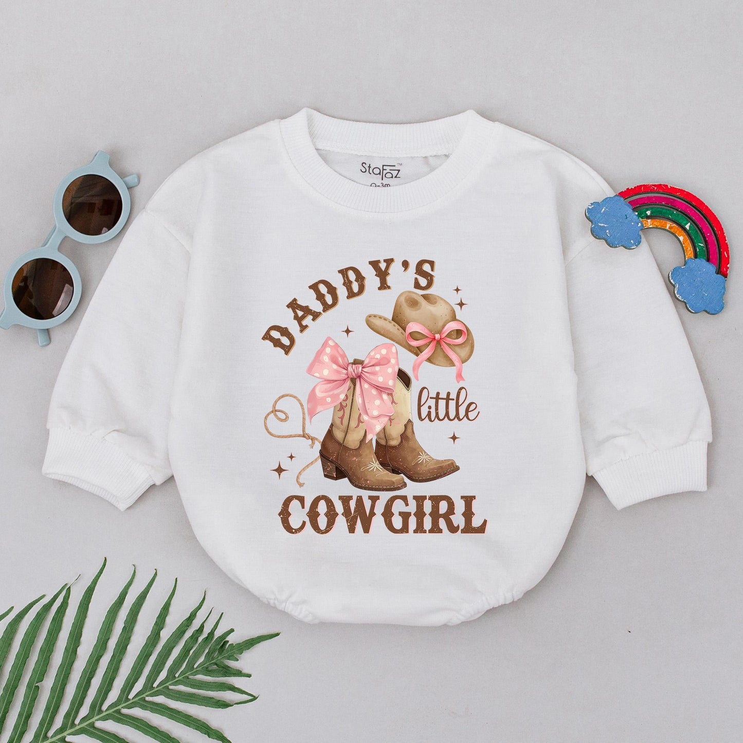 Daddy's Little Cowgirl Romper Set, Western Baby Girl Outfit with Cowboy Boots, Country Father's Day Gift, Daddy's Girl Bodysuit, Rodeo Ready 137
