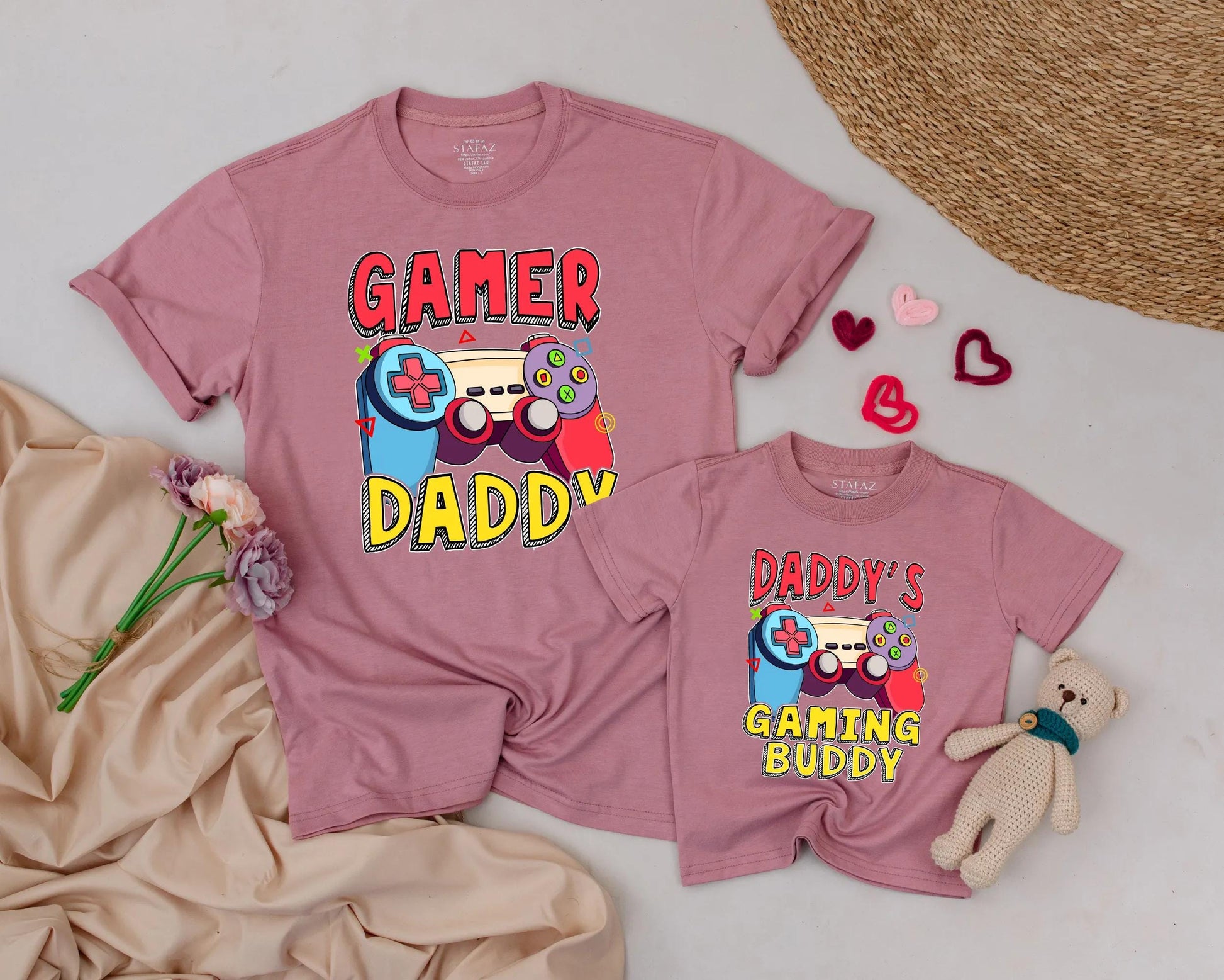 Gamer Daddy & Baby Matching Shirt Father Son Gaming Outfit Daddy’s Gaming Buddy Bubble Romper for New Dad Father’s Day Gift