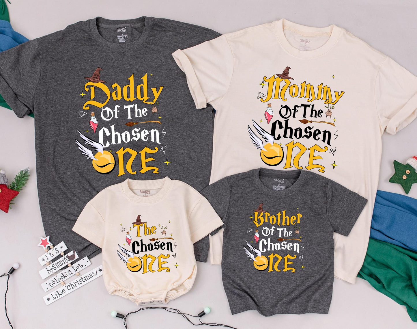 The Chosen One Wizard Birthday Shirt Family Matching Outfits First Birthday Baby Bodysuit Mommy and Me Magical Journey