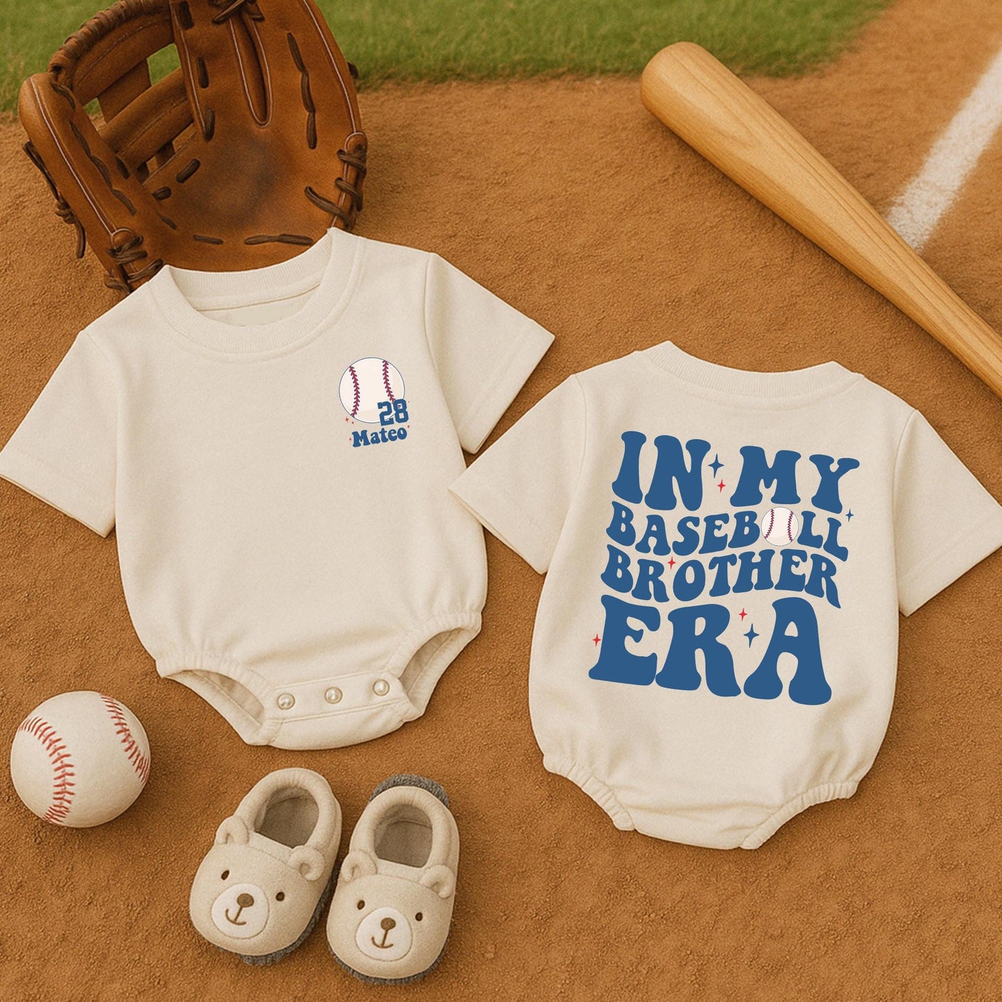 In My Baseball Brother Era Bubble Romper Baby Boy Game Day Clothes Summer Sports Infant Outfit, Baseball Look