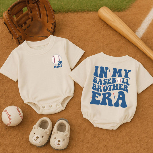 In My Baseball Brother Era Bubble Romper Baby Boy Game Day Clothes Summer Sports Infant Outfit, Baseball Look