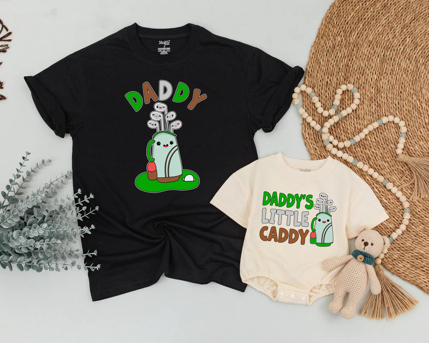 Personalized Golf Dad & Baby Matching Outfit Daddy’s Little Caddy Cute Father’s Day Baby Boy Golf Gift