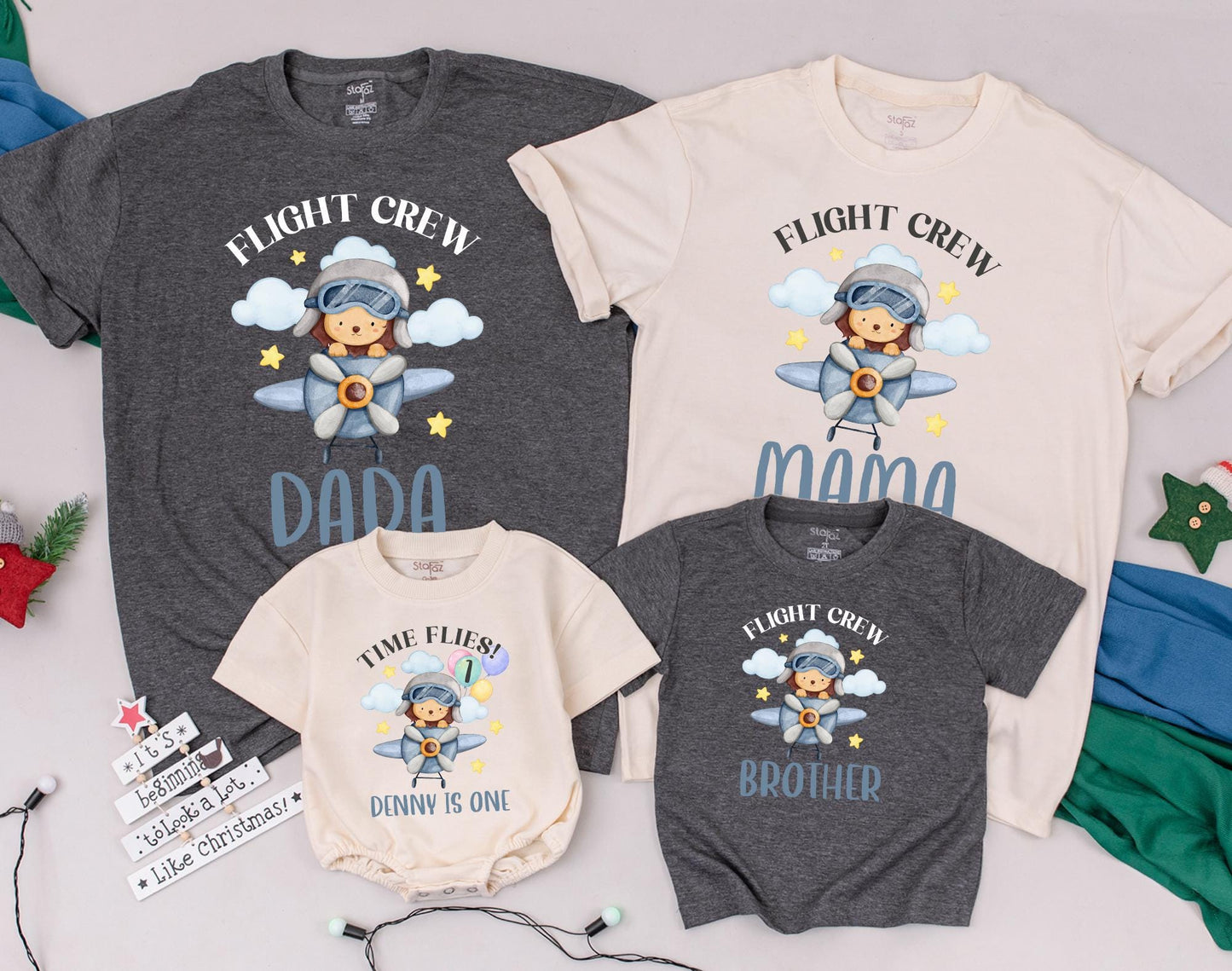 Time Flies First Birthday Airplane Shirt for Baby Boy First Trip Adventure Outfit Matching Family