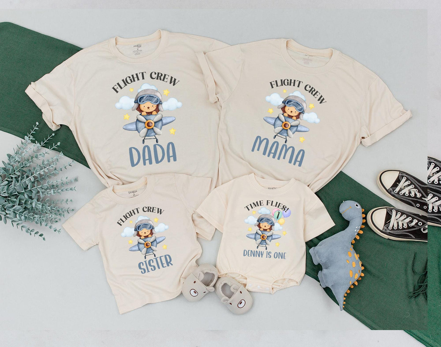 Time Flies First Birthday Airplane Shirt for Baby Boy First Trip Adventure Outfit Matching Family