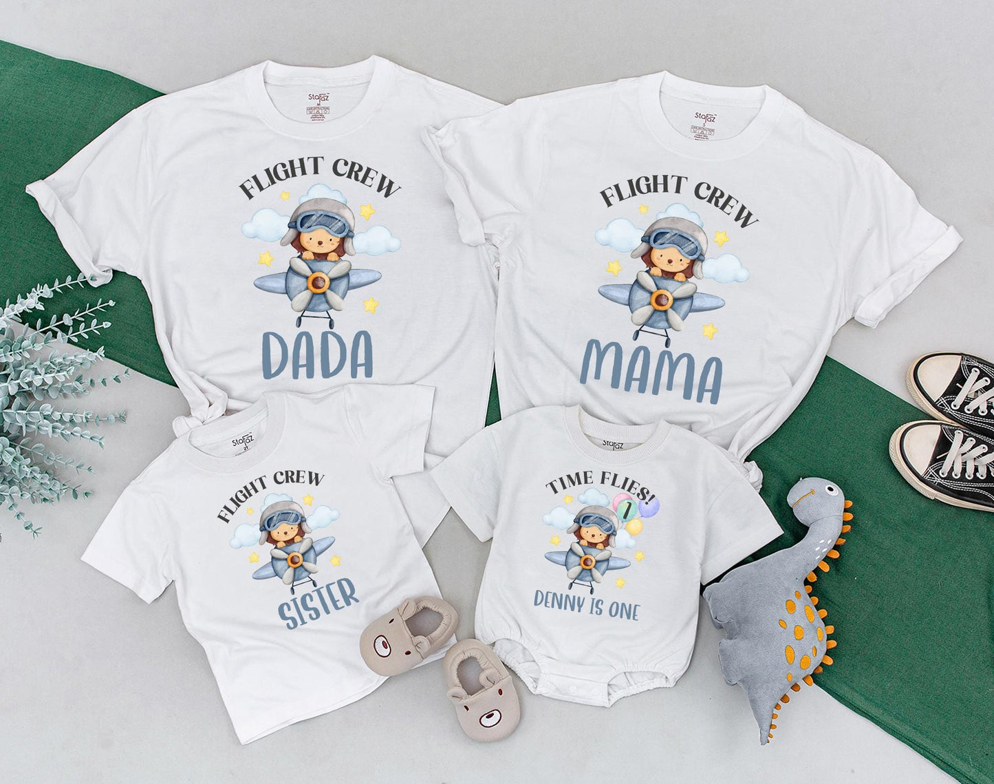 Time Flies First Birthday Airplane Shirt for Baby Boy First Trip Adventure Outfit Matching Family