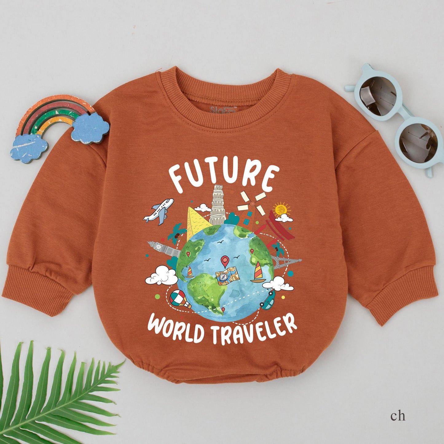 Future World Traveler Baby Romper Adventure Outfit, Cute Explorer Baby Boy or Girl Gift, Travel Baby Shower Gift 135 Characters