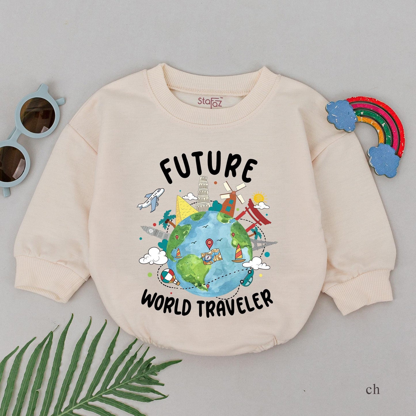 Future World Traveler Baby Romper Adventure Outfit, Cute Explorer Baby Boy or Girl Gift, Travel Baby Shower Gift 135 Characters