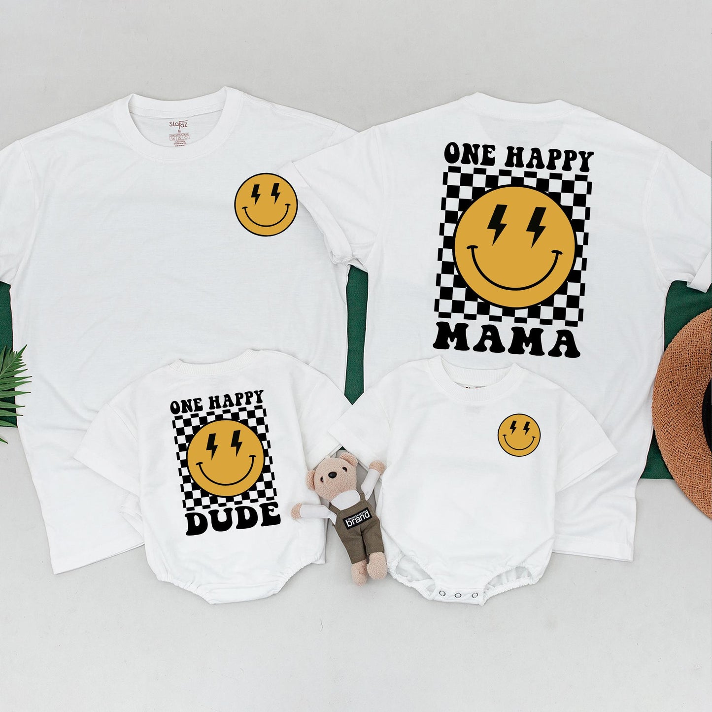 One Happy Dude First Birthday Shirt Matching Family Outfits Baby Boy Celebration Smiley Face Design Cotton Comfortable Party Outfit