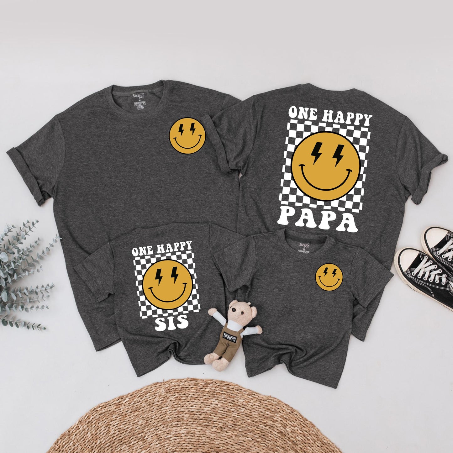One Happy Dude First Birthday Shirt Matching Family Outfits Baby Boy Celebration Smiley Face Design Cotton Comfortable Party Outfit