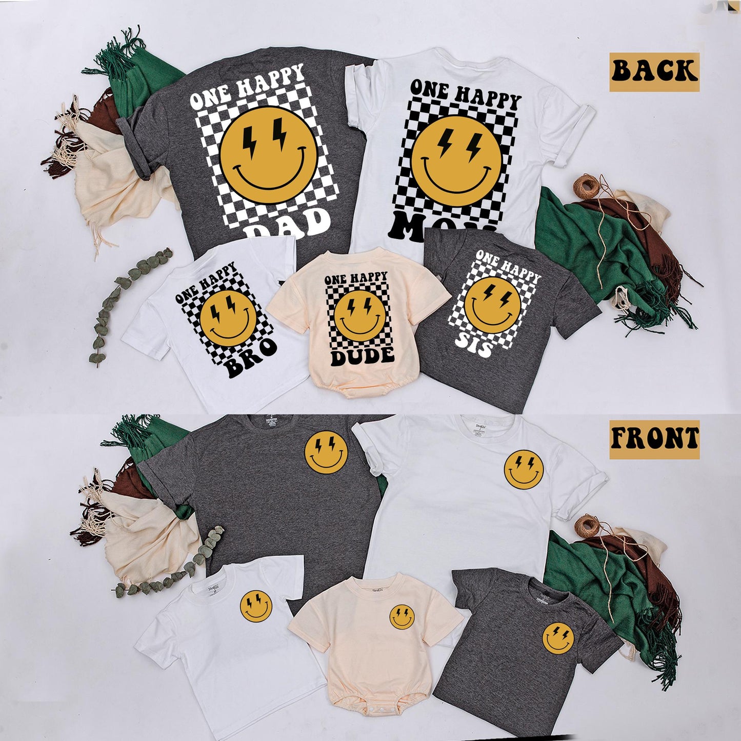 One Happy Dude First Birthday Shirt Matching Family Outfits Baby Boy Celebration Smiley Face Design Cotton Comfortable Party Outfit