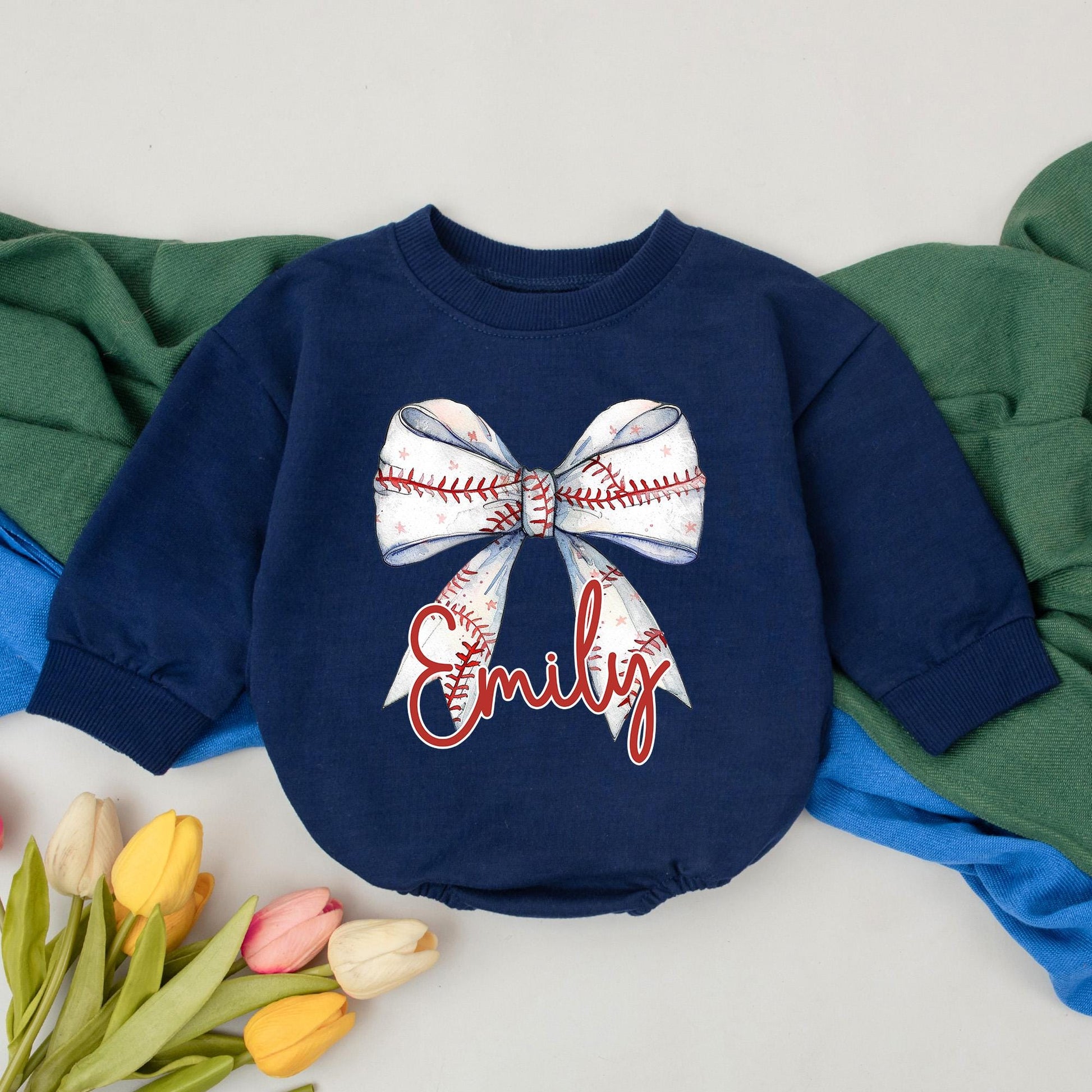 Personalized Retro Baseball Romper for Baby Girls Natural Bubble Outfit Game Day Style Kids Gift