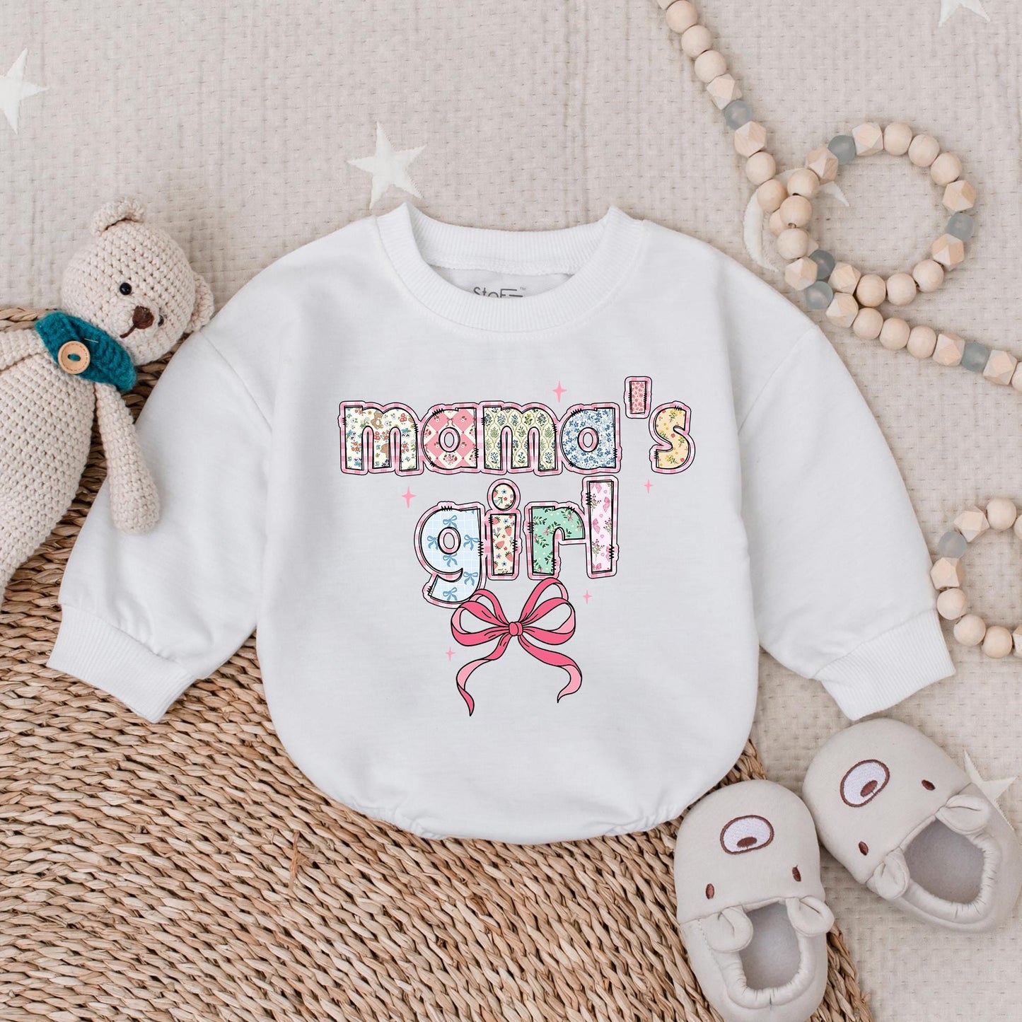 Mama's Girl Baby Pink Bow Bubble Romper Sweetest Mommy's Little Girl Outfit Perfect Mother's Day Gift for Baby Girl